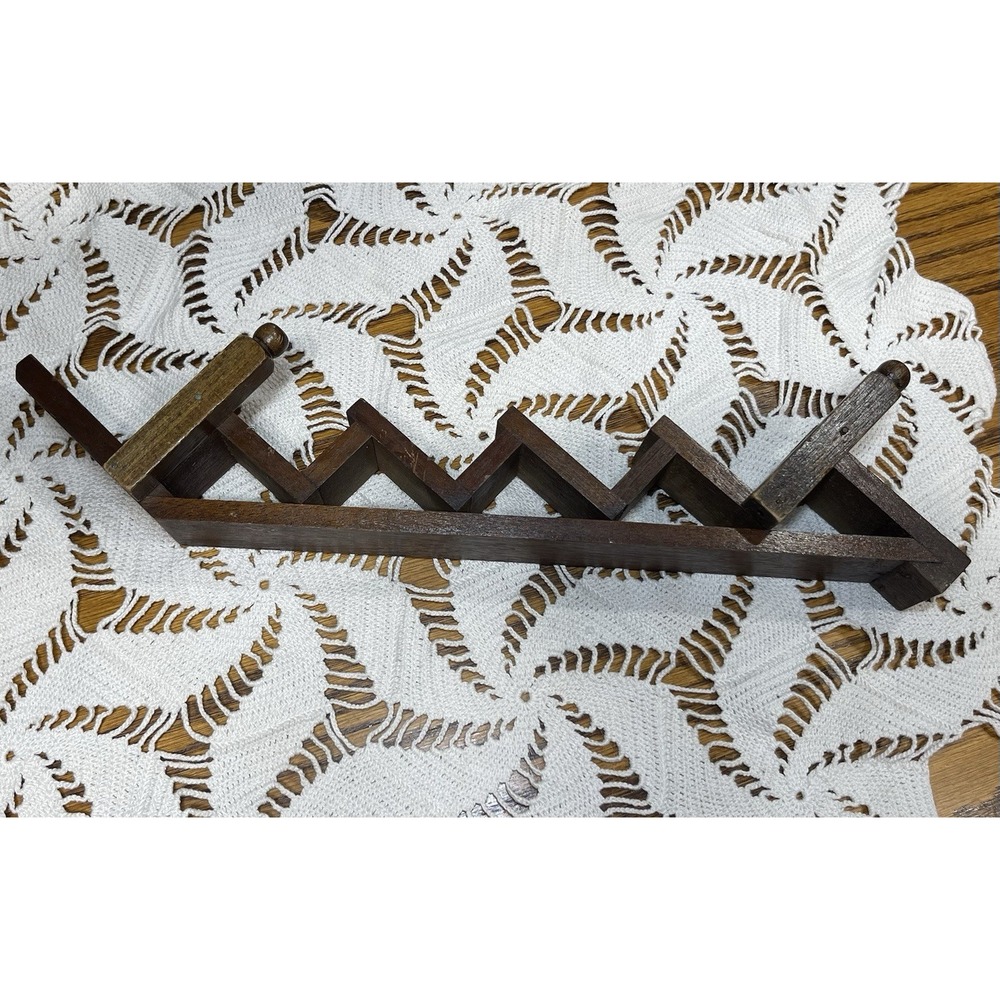 vintage wood wall-mounted staircase knick knack Trinket Spice Rack display shelf